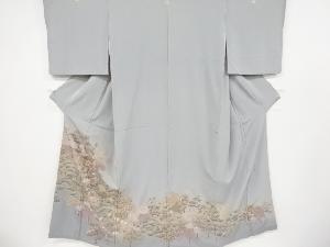 リサイクル　蘇州刺繍寺院風景模様三つ紋色留袖(比翼付き)